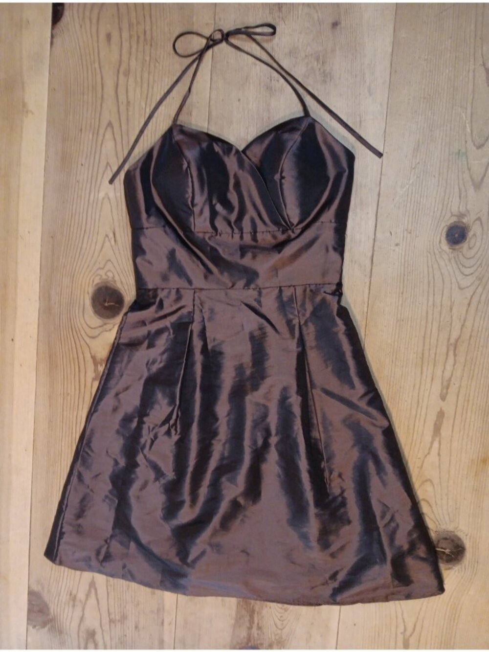Pretty Maids Womens 8 Semi Formal Mini Dress Espresso Halter Prom Babydoll NWT